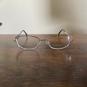 Aristar AR16369 Semi Rimless Oval Eyeglass Frames Only Black Silver Metal
